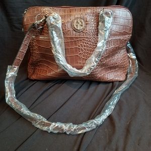 Giani Bernini brown genuine leather croc handbag
